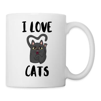 Ich liebe Katzen - Tasse - Weiß - Rechts