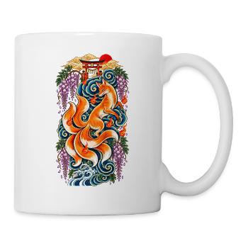 Kitsune-Feuer-Torii-Fantasie - Tasse - Weiß - Rechts
