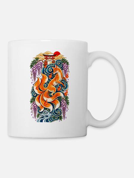 Kitsune-Feuer-Torii-Fantasie - Tasse - Weiß