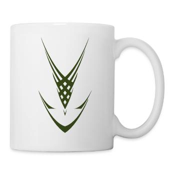 Geometrische Grün-Verflechtung - Tasse - Weiß - Rechts