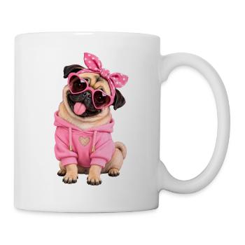 Mops Hund süßer Mops niedlicher Mops - Tasse - Weiß - Rechts