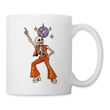 Disco-Skelett mit Glitzerkugel - Tasse - Weiß - Rechts