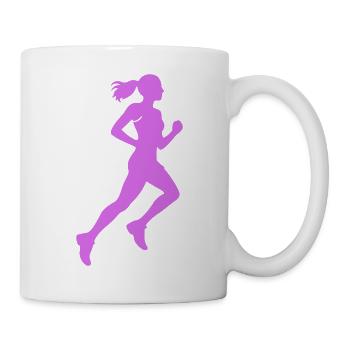 Laufsilhouette in Lila - Tasse - Weiß - Rechts