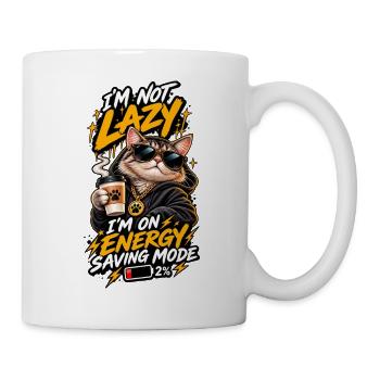 Energiegeladene Katze im Sparmodus - Tasse - Weiß - Rechts