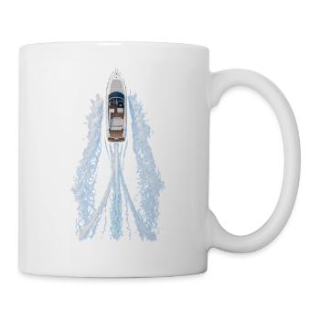 TopAnsicht Jacht mit Wasserwirbel - Tasse - Weiß - Rechts