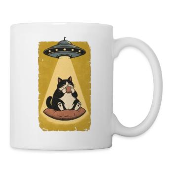 Katzenpause im UFO Strahl - Tasse - Weiß - Rechts