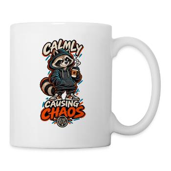 RobVibe Wild Club – Ruhig Chaos verursachen Waschbär - Tasse - Weiß - Rechts