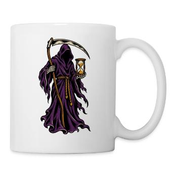 Sensenmann mit Sanduhr – Tattoo - Tasse - Weiß - Rechts