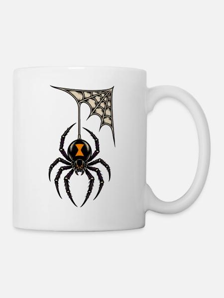 Spinne im Netz – Tattoo - Tasse - Weiß