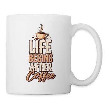 Life Begins After Coffee – Kaffee Retro Design - Tasse - Weiß - Rechts