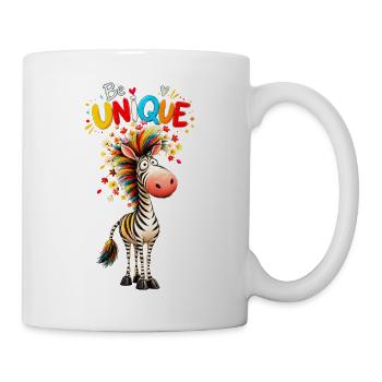 Be Unique | Zebra mit Regenbogenfarben  - Tasse - Weiß - Rechts