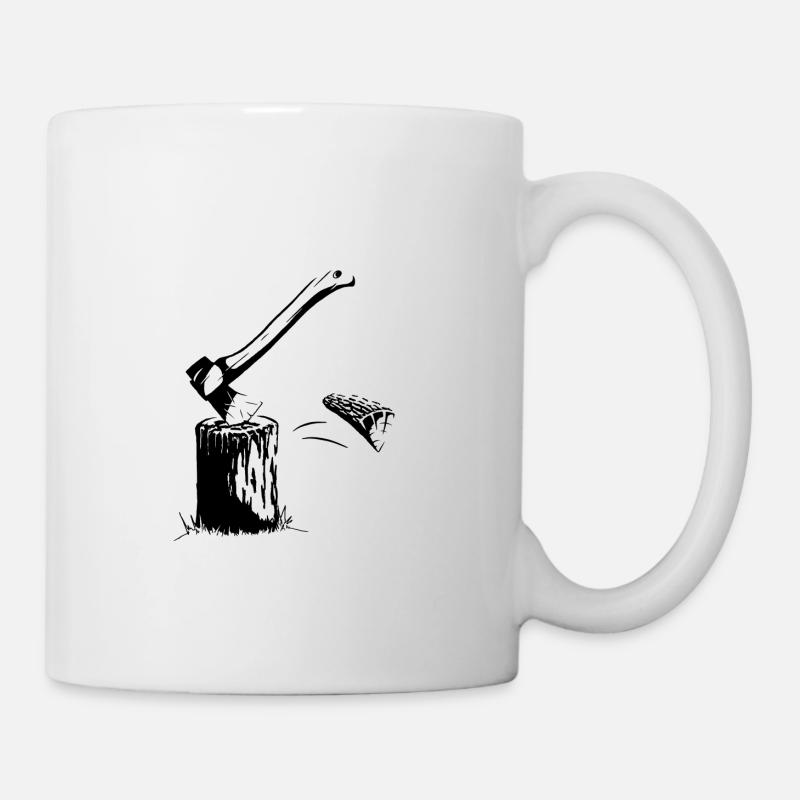 Holzfäller Axt Beil Holz hacken cooles Geschenk - Tasse - Weiß