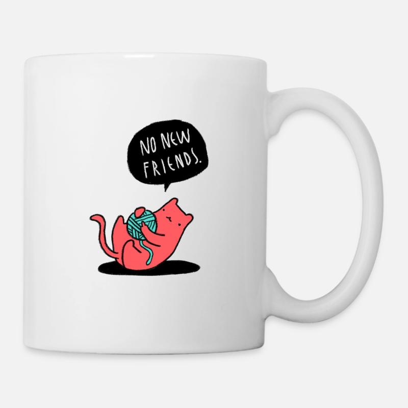 Pas de nouveaux amis - Pas de nouveaux amis - chat - Mug blanc - blanc