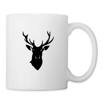 Hirsch Silhouette mit großem schwarzen Geweih - Tasse - Weiß - Rechts
