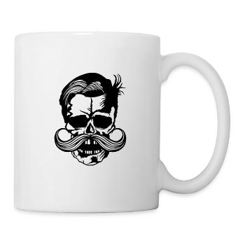 tete de mort hipster skull crane moustache moustac - Mug blanc - blanc - Droite