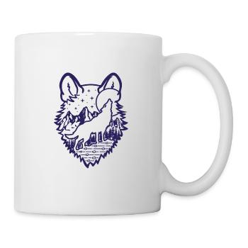 Loup hurlant | Pleine lune | cadeau - Mug blanc - blanc - Droite