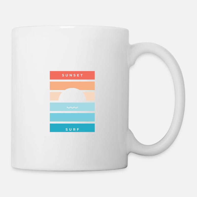 t-shirt sunset et surf cadeau anniversaire - Mug blanc - blanc