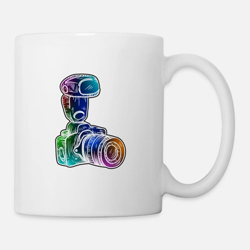 SLR camera with flash - Mug - white