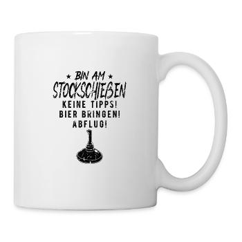 Bin am Stockschießen Stock Lustig Eisstock - Tasse - Weiß - Rechts