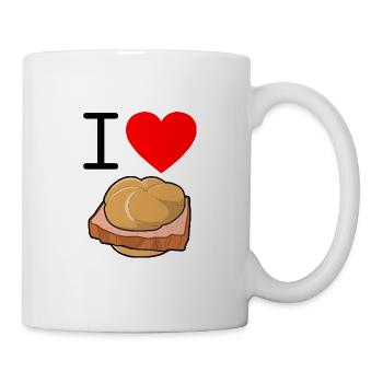 i love Leberkäs - ich liebe Leberkäsesemmeln - Tasse - Weiß - Rechts