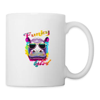 Funky Mädchen Nilpferd - Tasse - Weiß - Rechts