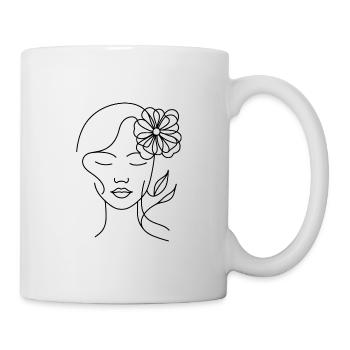 Visage, Tête, Mademoiselle, Femme, Beauté, Visage, Fleur - Mug blanc - blanc - Droite