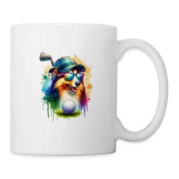 Sheltie Golfer Golf Course Chiens - Mug blanc - blanc - Droite