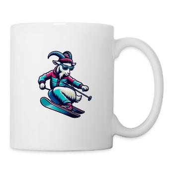 Lustige Ziege Beim Ski Im Winter - Tasse - Weiß - Rechts