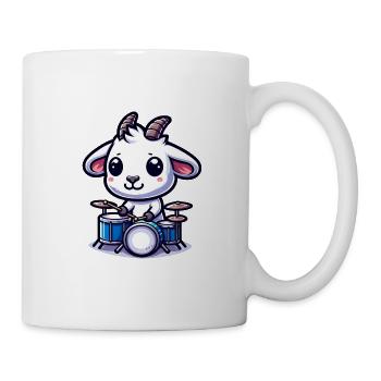 Süße Ziege Spielt Schlagzeug Auf Der Farm - Tasse - Weiß - Rechts