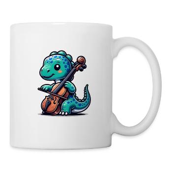 Dino Cellist Violin Spieler Musik - Tasse - Weiß - Rechts