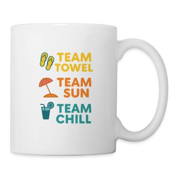 Sommergeschenk: Team Handtuch. Team Sonne. Team Ch - Tasse - Weiß - Rechts