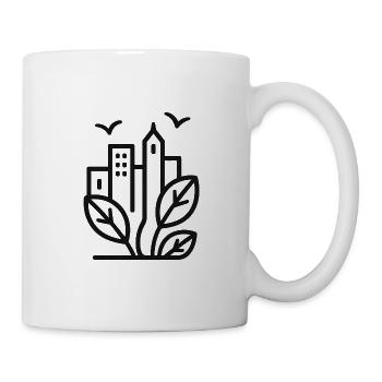 Silhouette urbaine verte de la ligne de la ligne d’horizon - Mug blanc - blanc - Droite