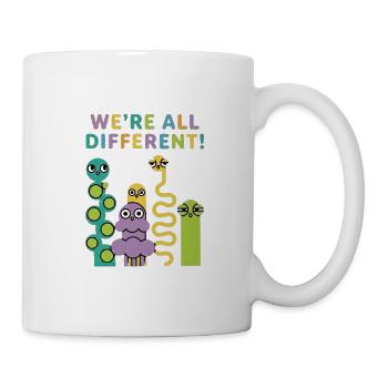 Wir sind alle unterschiedlich! Bunte Kreaturen - Tasse - Weiß - Rechts