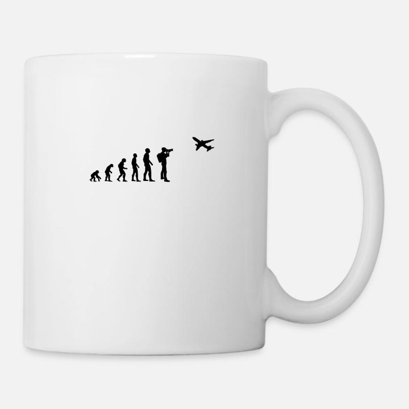 Flugzeug Planespotter Evolution Fotograf Geschenk - Tasse - Weiß