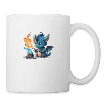 Blauber Baby Drache spielt mit Feuer und Eis! - Tasse - Weiß - Rechts