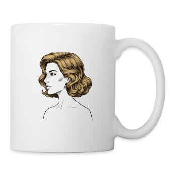 Vintage Silhouette Frau Porträt - Tasse - Weiß - Rechts