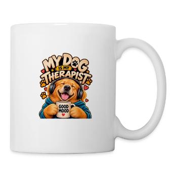 Mein Hund ist mein Therapeut - Tasse - Weiß - Rechts