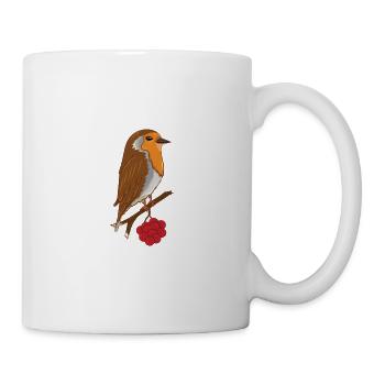 Rotkehlchen Baum Vögel Vogel Tier Geschenk - Tasse - Weiß - Rechts