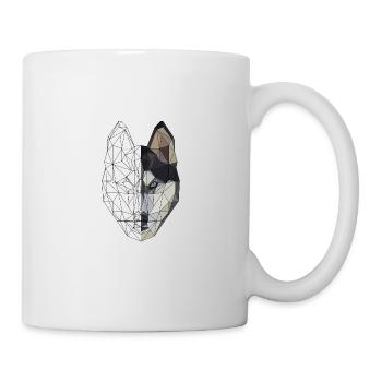 Husky Wolf Hund Welpe Tier - Low Poly geometrisch - Tasse - Weiß - Rechts