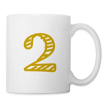 2 JAHRE. 2. JAHRESTAG. GEBURTSTAG 2 JAHRE. Zwei - Tasse - Weiß - Rechts