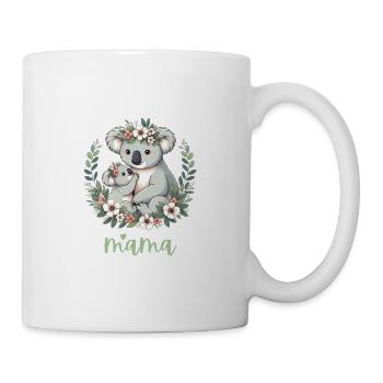 Maman Koala ours câlin I Couronne florale maman I Koala - Mug blanc - blanc - Droite