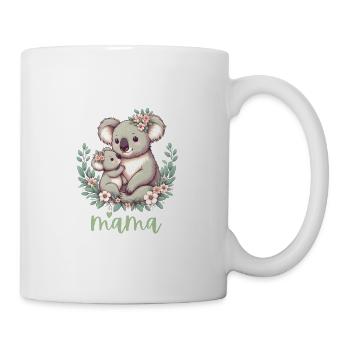 Maman Koala ours câlin I Couronne florale maman I Koala - Mug blanc - blanc - Droite