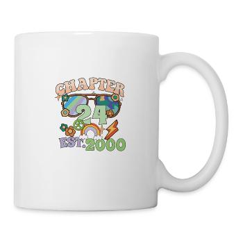 Turning 24 24th Birthday Retro Theme Peace Sign - Mug - white - Right