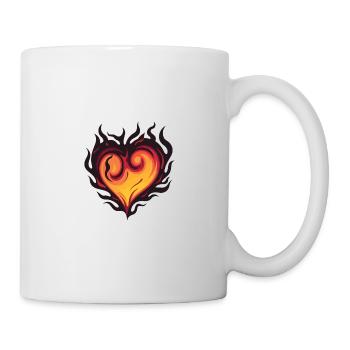 Coeur, Flamme, Feu, Amour - Mug blanc - blanc - Droite