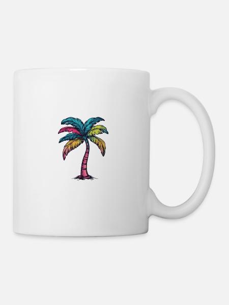 Palme Bunt - Tasse - Weiß