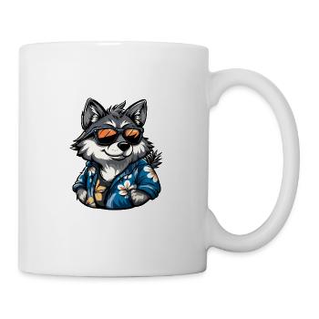 Wolf Comic Urlaub - Tasse - Weiß - Rechts