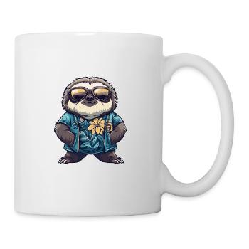 Faultier Comic Urlaub - Tasse - Weiß - Rechts