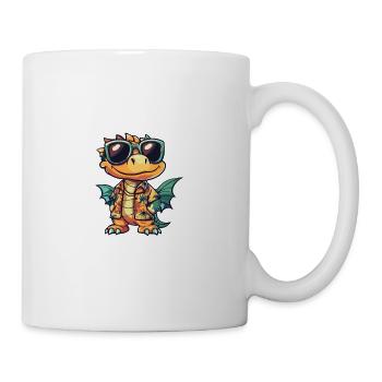 Drache Comic Urlaub - Tasse - Weiß - Rechts