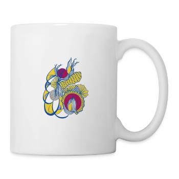 Bunte Blütenspirale - Tasse - Weiß - Rechts