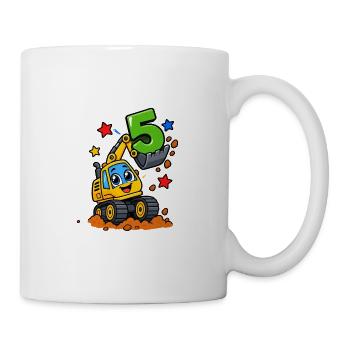 Bagger 5 Geburtstag Motiv - Tasse - Weiß - Rechts